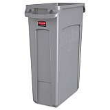 Slim Jim with Venting Channels, 23 gal, Plastic, Gray (354060GY)