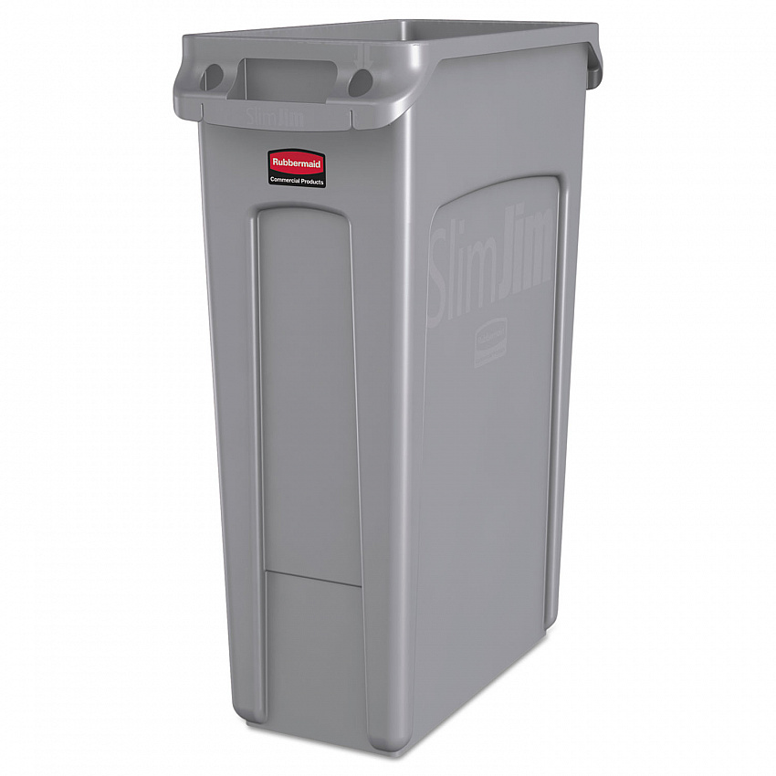 Slim Jim with Venting Channels, 23 gal, Plastic, Gray (354060GY)