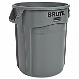 Vented Round Brute Container, 20 gal, Plastic, Gray (262000GRA)