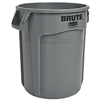 Vented Round Brute Container, 20 gal, Plastic, Gray (262000GRA)