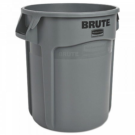 Vented Round Brute Container, 20 gal, Plastic, Gray (262000GRA)