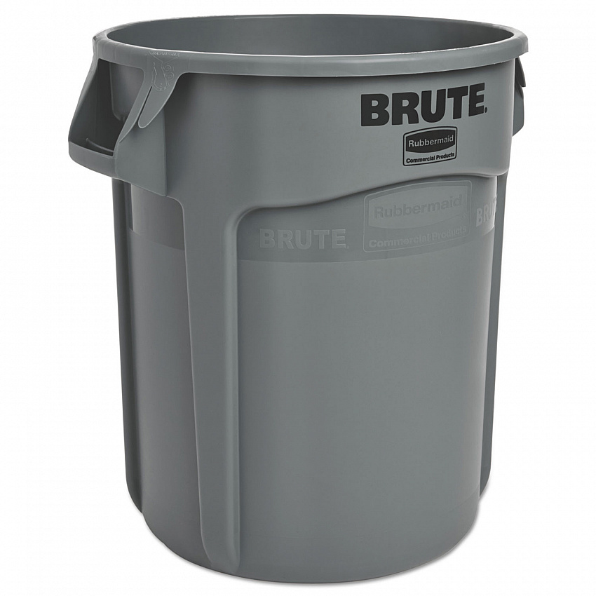 Vented Round Brute Container, 20 gal, Plastic, Gray (262000GRA)