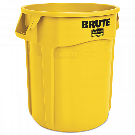 Vented Round Brute Container, 20 gal, Plastic, Yellow (2620YEL)