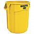 Vented Round Brute Container, 20 gal, Plastic, Yellow (2620YEL)