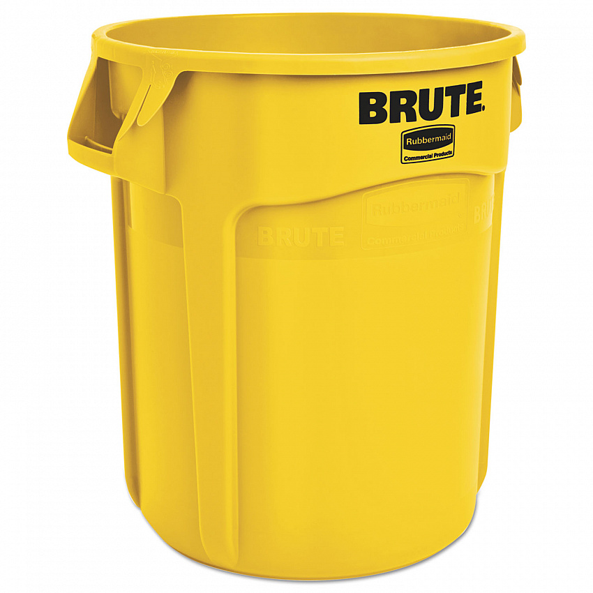 Vented Round Brute Container, 20 gal, Plastic, Yellow (2620YEL)