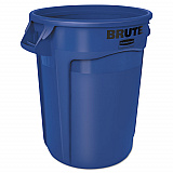 Vented Round Brute Container, 32 gal, Plastic, Blue (2632BLU)