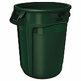 Vented Round Brute Container, 32 gal, Plastic, Dark Green (2632DGR)