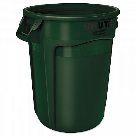 Vented Round Brute Container, 32 gal, Plastic, Dark Green (2632DGR)