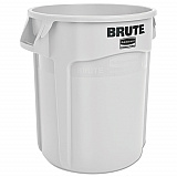 Vented Round Brute Container, 20 gal, Plastic, White (2620WHI)