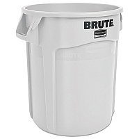 Vented Round Brute Container, 20 gal, Plastic, White (2620WHI)