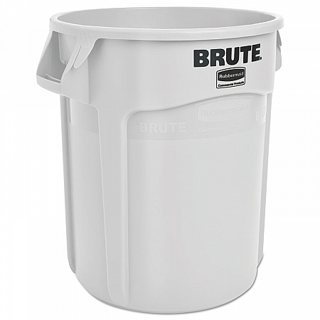Vented Round Brute Container, 20 gal, Plastic, White (2620WHI)