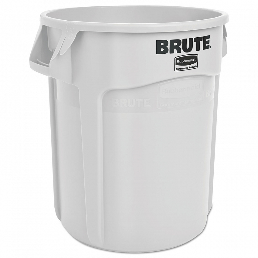 Vented Round Brute Container, 20 gal, Plastic, White (2620WHI)