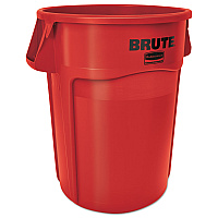 Vented Round Brute Container, 44 gal, Plastic, Red (264360REDEA)