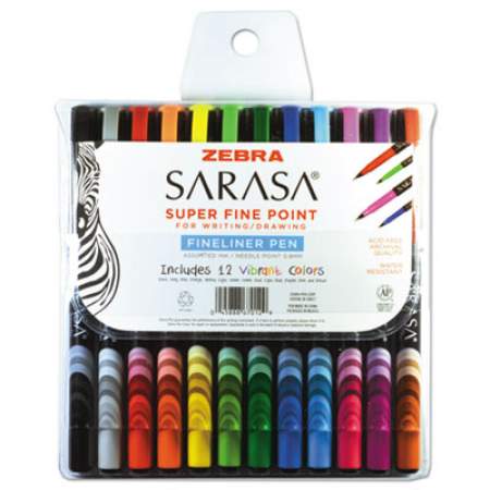 Zebra Sarasa Porous Point Pen, Stick, Fine 0.8 mm, Assorted Ink and Barrel Colors, 12/Pack (67012)