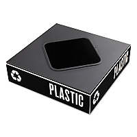 Public Square Recycling Container Lid, Square Opening, 15.25w x 15.25d x 2h, Black (2989BL)