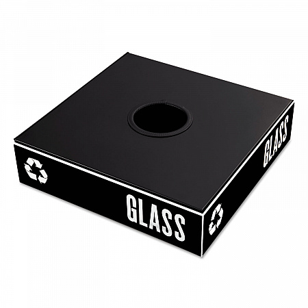 Public Square Recycling Container Lid, Circular Opening, 15.25w x 15.25d x 2h, Black (2988BL)
