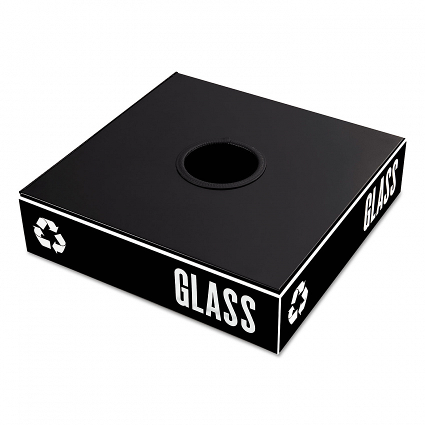 Public Square Recycling Container Lid, Circular Opening, 15.25w x 15.25d x 2h, Black (2988BL)