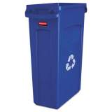 Rubbermaid Commercial Slim Jim Recycling Container with Venting Channels, Plastic, 23 gal, Blue (354007BE)