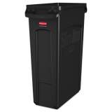 Rubbermaid Commercial Slim Jim Receptacle with Venting Channels, Rectangular, Plastic, 23 gal, Black (354060BK)
