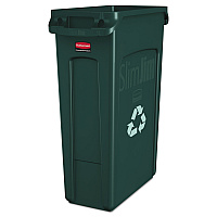 Slim Jim Plastic Recycling Container with Venting Channels, 23 gal, Plastic,  Green (354007GN)