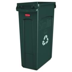 Rubbermaid Commercial Slim Jim Recycling Container with Venting Channels, Plastic, 23 gal, Green (354007GN)