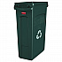 Slim Jim Plastic Recycling Container with Venting Channels, 23 gal, Plastic,  Green (354007GN)