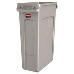 Rubbermaid Commercial Slim Jim Receptacle with Venting Channels, Rectangular, Plastic, 23 gal, Beige (354060BG)