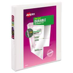 Avery Durable View Binder with DuraHinge and Slant Rings, 3 Rings, 1" Capacity, 11 x 8.5, White (17012)