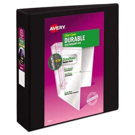 Avery Durable View Binder with DuraHinge and Slant Rings, 3 Rings, 2" Capacity, 11 x 8.5, Black (17031)