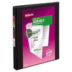 Avery Durable View Binder with DuraHinge and Slant Rings, 3 Rings, 0.5" Capacity, 11 x 8.5, Black (17001)