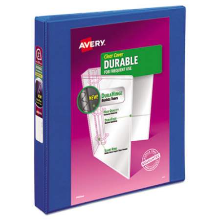Avery Durable View Binder with DuraHinge and Slant Rings, 3 Rings, 1" Capacity, 11 x 8.5, Blue (17014)