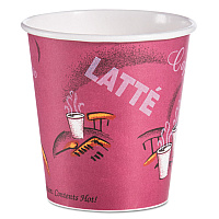 Paper Hot Drink Cups in Bistro Design, 3.54" Diameter x 3.61" h, 10 oz, Maroon, 1,000/Carton (510SI)