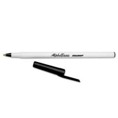 AbilityOne 7520014845267 SKILCRAFT AlphaBasic Ballpoint Pen, Stick, Medium 1 mm, Black Ink, White Barrel, Dozen