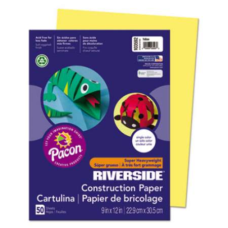 Pacon Riverside Construction Paper, 76lb, 9 x 12, Yellow, 50/Pack (103592)