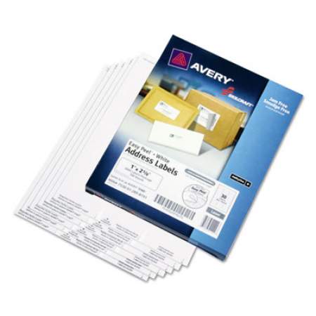 AbilityOne 7530012898191 SKILCRAFT Laser Labels, Laser Printers, 1 x 2.63, White, 30/Sheet, 100 Sheets/Box