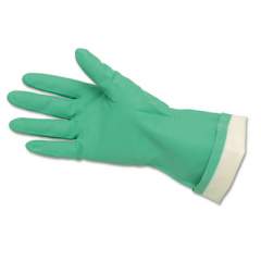 MCR Safety Flock-Lined Nitrile Gloves, One Size, Green, 12 Pairs (5319E)