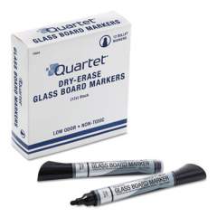 Quartet Premium Glass Board Dry Erase Marker, Broad Bullet Tip, Black, Dozen (79553)