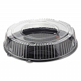 Round Catering Tray with Dome Lid, 16" Diameter, Black/Clear, Plastic, 25/Carton (AC916BLPET)