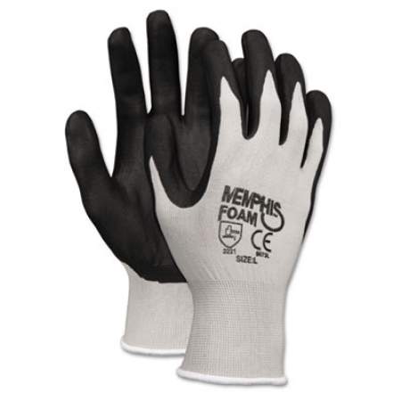 MCR Safety Economy Foam Nitrile Gloves, Large, Gray/black, 12 Pairs (9673L)