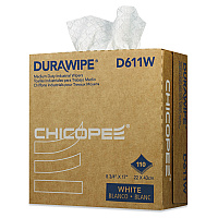Durawipe Medium-Duty Industrial Wipers, 3-Ply, 8.8 x 17, White, 110/Box, 12 Box/Carton (D611W)