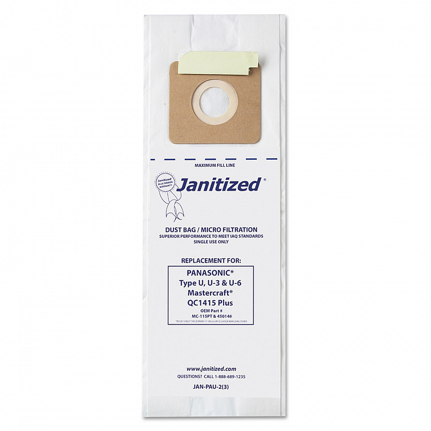 Vacuum Filter Bags Designed to Fit Panasonic Upright Type U, 36/Carton (JANPAU2)