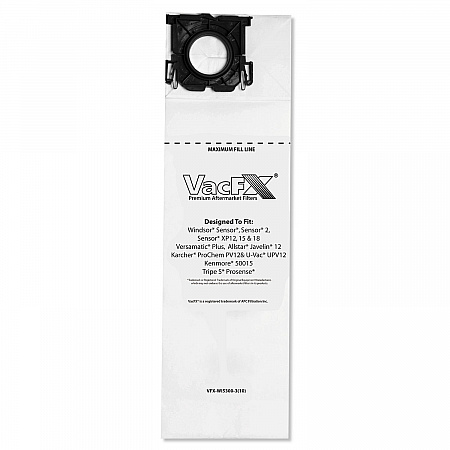 Vacuum Filter Bags Designed to Fit Allstar Javelin 12'' Series/Windsor Sensor S/S2/XP/Veramatic Plus, 100/Carton (VFXW15300310)