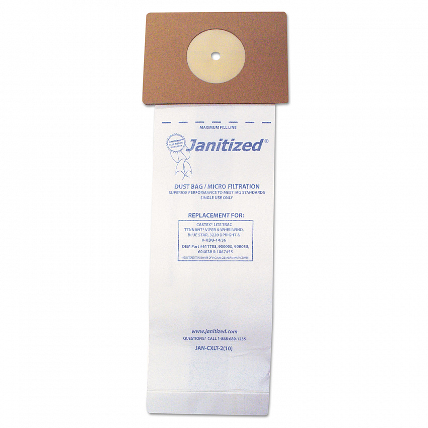 Vacuum Filter Bags Designed to Fit Nobles Lite Trac/Tennant Viper, 100/Carton (JANCXLT2)