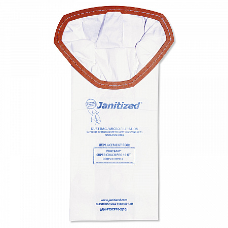 Vacuum Filter Bags Designed to Fit ProTeam Super Coach Pro 10, 100/Carton (JANPTSCP102)