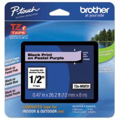 Brother P-Touch TZ Standard Adhesive Laminated Labeling Tape, 0.47" x 26.2 ft, Pastel Purple (TZEMQF31)