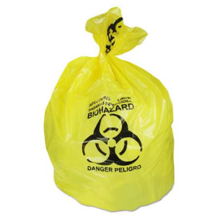 Heritage Healthcare Biohazard Printed Can Liners, 30 gal, 1.3 mil, 30" x 43", Yellow, 200/Carton (A6043PY)