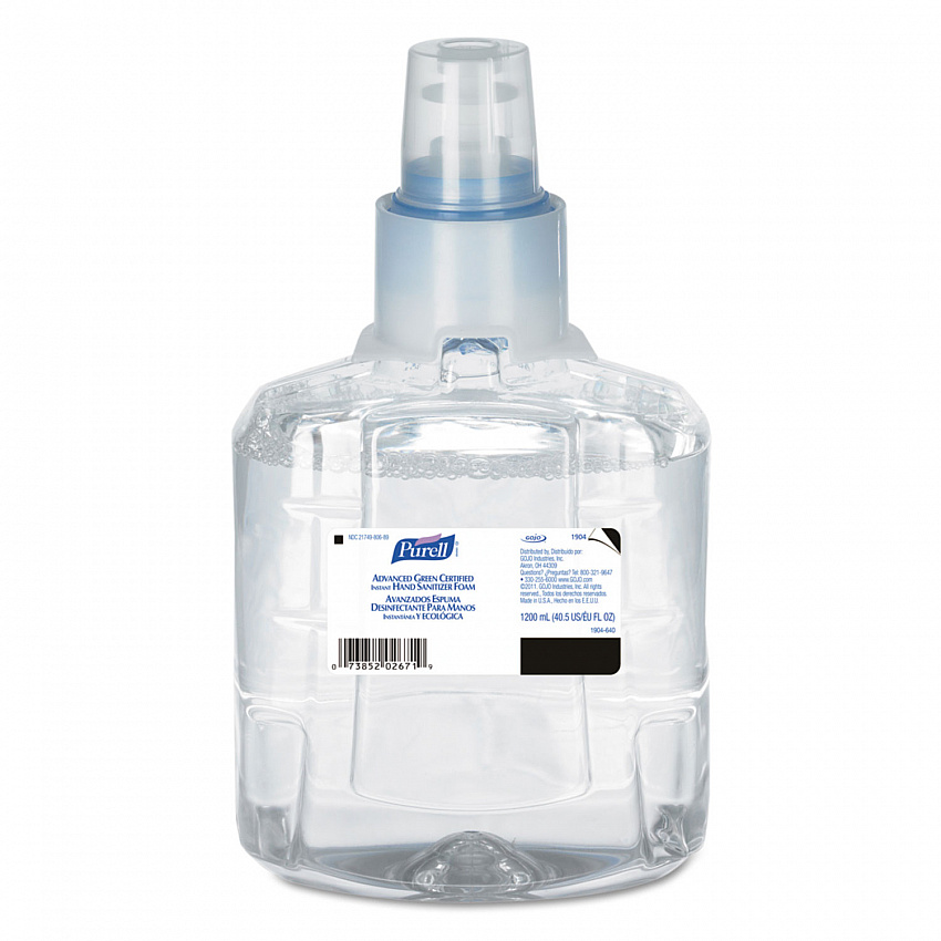 Advanced Hand Sanitizer Green Certified Foam Refill, For LTX-12 Dispensers, 1,200 mL, Fragrance-Free (190402EA)