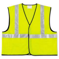 MCR Safety Class 2 Safety Vest, Fluorescent Lime w/Silver Stripe, Polyester, Large (VCL2SLL)