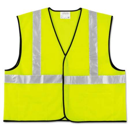 MCR Safety Class 2 Safety Vest, Fluorescent Lime w/Silver Stripe, Polyester, Large (VCL2SLL)