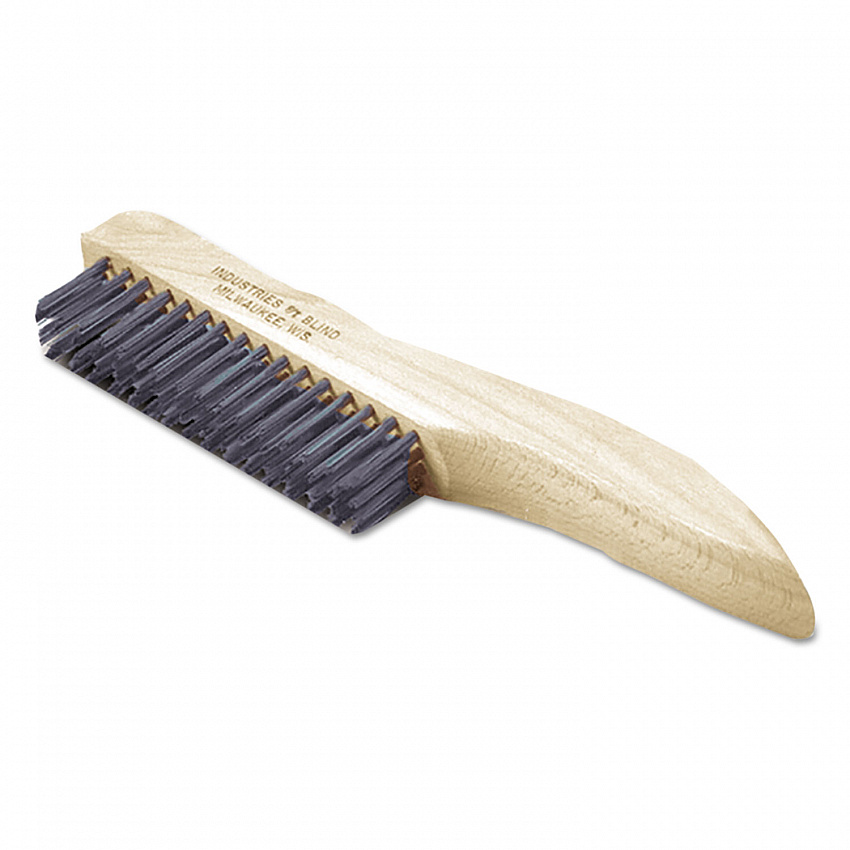 7920002691259, SKILCRAFT Stainless Steel Brush, Stainless Steel Bristles, 10.5" Brush, 10.5" Tan Plastic Handle (2691259)